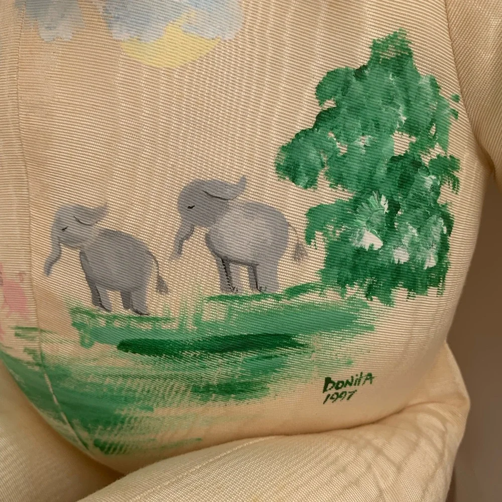 Vintage Handpainted Teddy Bear Stuffed Animal Cream Noah’s Ark Pastel Design ‘97